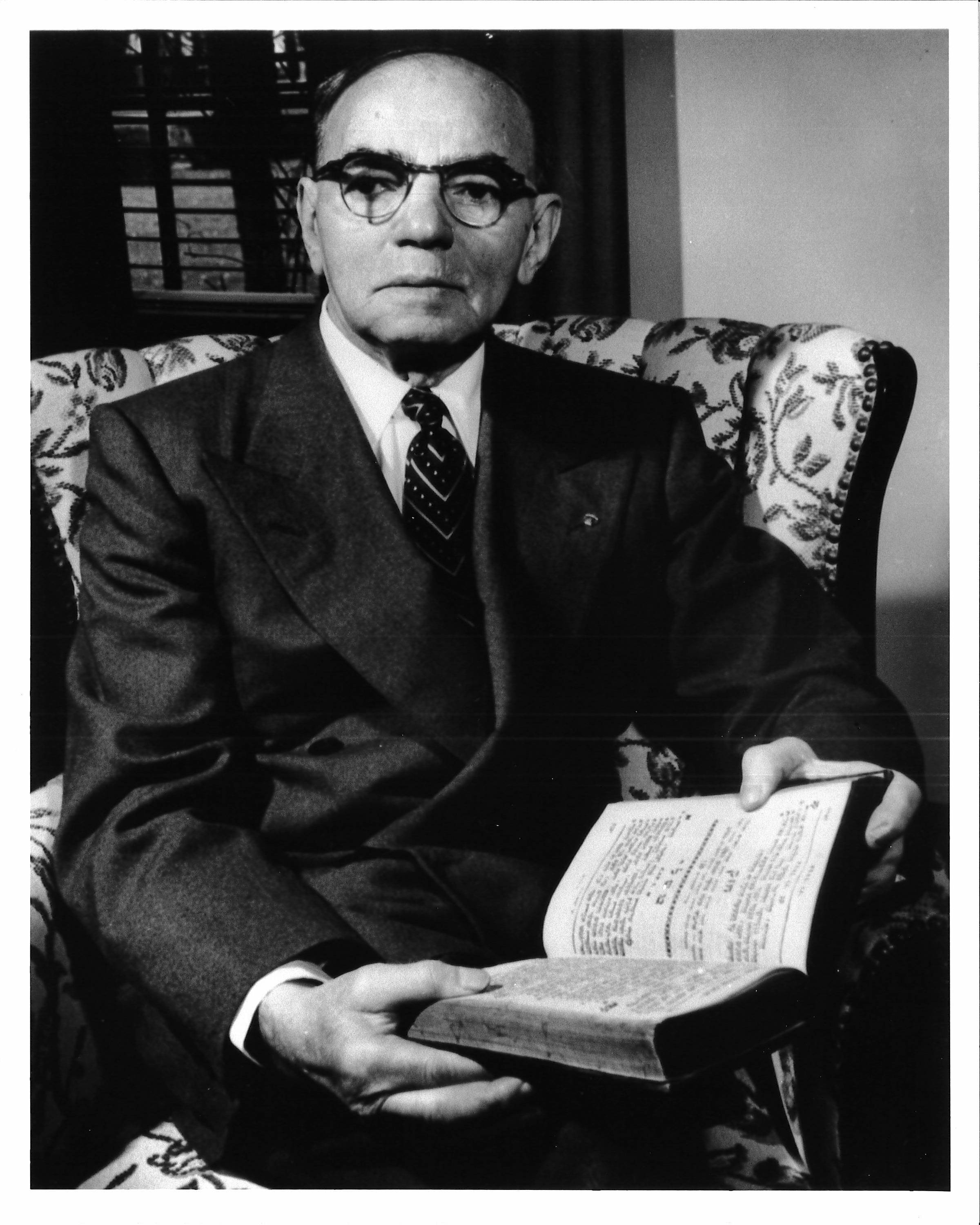 Osias Zwerdling, Founder and first president of Beth Israel Congregation, 1918-1958. 75th birthday, November, 1953.